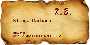 Klinga Barbara névjegykártya
